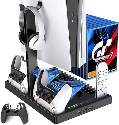 Support vertical tech 5g playstation 5 avec base de ventilateur de refroidissement