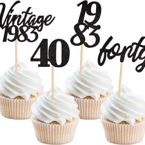 Siki ctcy vintage 1983 cupcake toppers, lot de 24, 40 cheers glitter, 40pcs numéro préféré 1983 cupcake toppers pour 40e anniversaire, mariage et fête d'anniversaire, noir. Diaytar : Votre partenaire e-commerce au quotidien