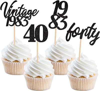 Siki ctcy vintage 1983 cupcake toppers, lot de 24, 40 cheers glitter, 40pcs numéro préféré 1983 cupcake toppers pour 40e anniversaire, mariage et fête d'anniversaire, noir. Diaytar : Votre partenaire e-commerce au quotidien