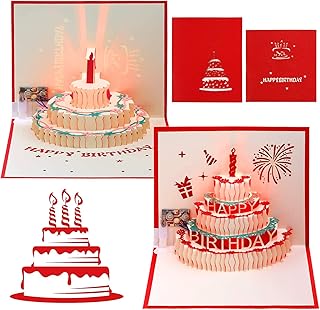 Cartes de vœux pop-up 3d joyeux anniversaire avec lumière led cartes faites à