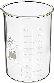 Bécher en verre borosilicate à profil bas united scientific bg1000-2000, 2000 ml, blanc