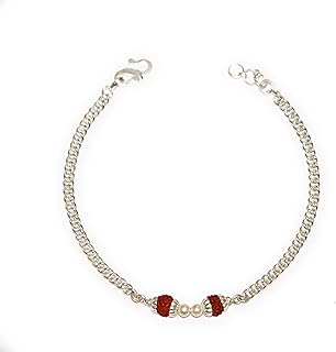 Bijoux en argent ashok rudraksha rakhi pour adulte unisexe (blanc), argent sterling, zircone