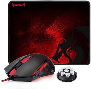 Ensemble souris et tapis de souris de jeu redragon m601-ba, souris filaire ergonomique
