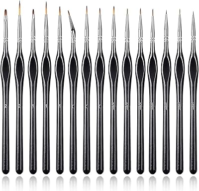 Ensemble de pinceaux tidoe pour détails fins, petits pinceaux parfaits pour l'acrylique, l'aquarelle, l'huile, le visage et les ongles, 15 pièces. Diaytar Sénégal : Simplicité, rapidité, économie