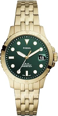 Montre fossil pour femme fb-01 avec cadran vert, bracelet en acier inoxydable