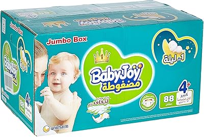 Couches compressées babyjoy diamond pad, grande boîte jumbo + taille 4+, 88 unités