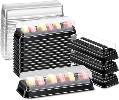 Paquet de 100 boîtes à macarons avec couvercles transparents, boîtes d'emballage de macarons