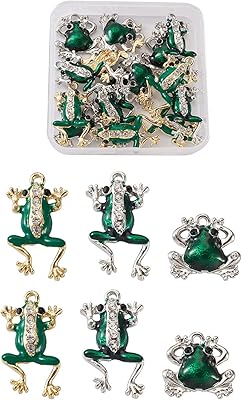 18 pièces en alliage émail grenouille pendentifs cristal strass métal animaux balancent breloques