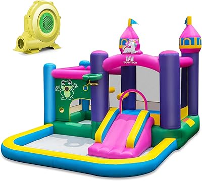 Maison gonflable medimall 6 en 1 pour enfants avec toboggan, zone de saut