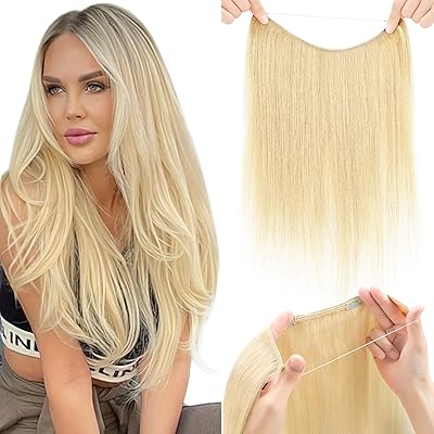 Extensions de cheveux métalliques - extensions de cheveux 100 % naturels, extensions de cheveux invisibles, vrais cheveux humains pour femme, extension de cheveux humains droits halo, extension de cheveux halo (22 pouces, blond décoloré). Simplifiez vos achats avec Diaytar, le e-commerce nouvelle génération