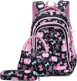 Sac à dos d'école au design de chat mignon pour filles, lot