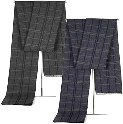 Écharpe d'hiver pour hommes, paquet de 2 écharpes longues à pompons en mélange