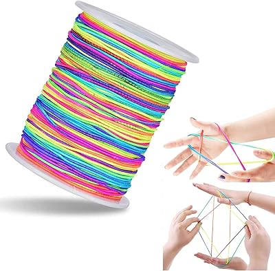Amzboin 100 mètres de fil de perles élastique de 1 mm coloré arc-en-ciel