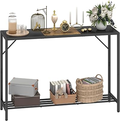 Table console latorre table d'entrée industrielle de 415" avec étagère canapé étroite