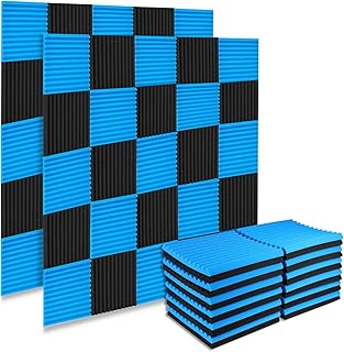 Paquet de 50 panneaux acoustiques en mousse noire et bleue, piquets 1" x