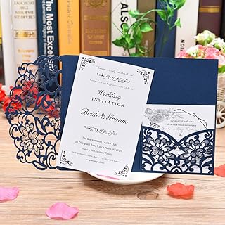 Invitations de mariage découpées au laser avec feuille intérieure vierge et enveloppes