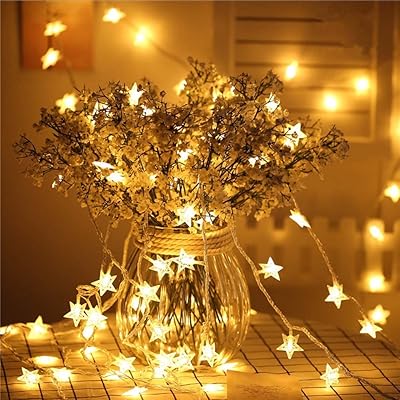 Guirlande lumineuse étoile, 80 lumières led 33 pieds, lumières led scintillantes pour chambre