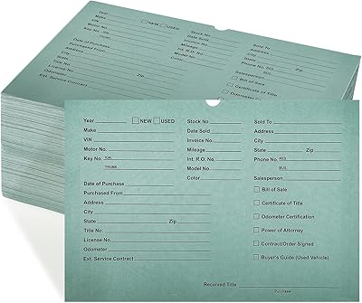200 pièces de vestes de concessionnaire de véhicules 12 x 8 pouces, enveloppes