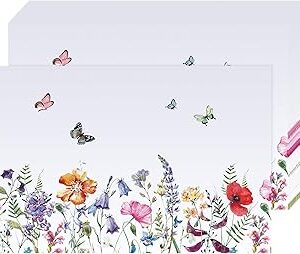 100pcs sets de table jetables en papier à motif floral pour table à manger, grands sets de table argentés, décoration de table de dîner printemps-été, fête de mariage, 10 x 14 pouces (fleur). Diaytar : Vivez l'expérience du shopping malin