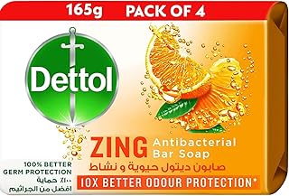Barre de savon antibactérienne dettol zing, protège 10 fois mieux, 165 g, paquet