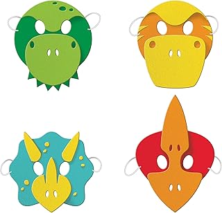 Masques en éponge pour décorations de fête avec motif garçon dinosaure pour enfants
