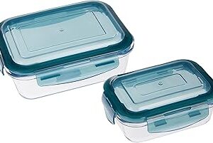 Royalford 2 pièces récipients de conservation des aliments en verre, récipients de conservation des aliments réutilisables et hermétiques avec couvercles à pression, couleurs assorties, 1000 mm et 600 mm, modèle rf9985. Diaytar : Qualité professionnelle, prix grand public