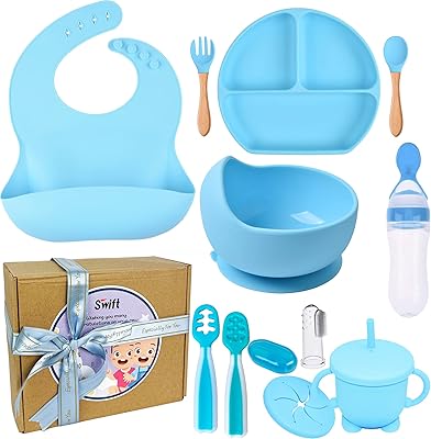 Ensemble d'alimentation pour bébé swift avec boîte cadeau-assiette et bol de séparation