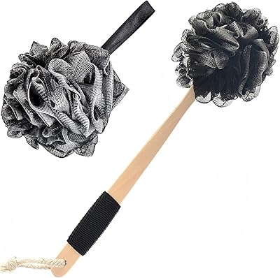 Loofah nettoyant pour le dos au charbon de bambou | loofah de bain