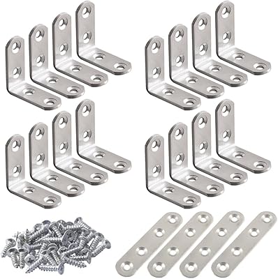 20 pièces de supports d'angle en acier inoxydable, 16 pièces de 40 x
