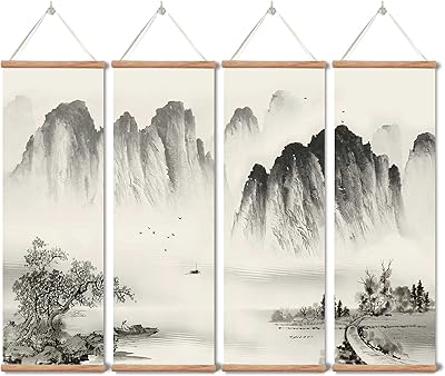 Peinture de paysage, art mural noir et blanc pour salon, chambre à coucher