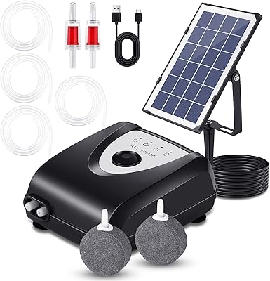 Pompe à air d'aquarium pompe solaire double oxygène de bassin énergie pour étang