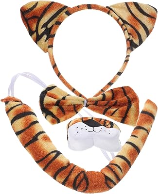 Frcolor tigre oreille bandeau nez queue noeud papillon ensemble de costume d'halloween