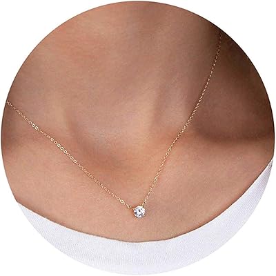 Collier pendentif plaqué or 18 carats pour femmes, collier simple en cz, bijoux