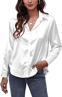 Chemise en satin pour femmes chemisiers à manches longues haut de travail