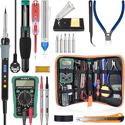 Kit fer à souder numérique 80w, température réglable 100-480°c avec multimètre et pompe