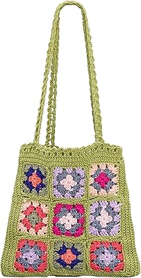Sac à main en crochet pour femme, joli sac à bandoulière tissé à