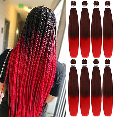 Cheveux tressés pré-étirés ombrés 30 pouces, 8 paquets de tresses synthétiques au crochet