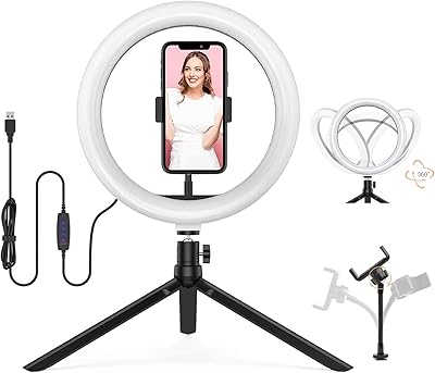 Lampe de beauté led usb 10" avec trépied, 3 modes d'éclairage et 10