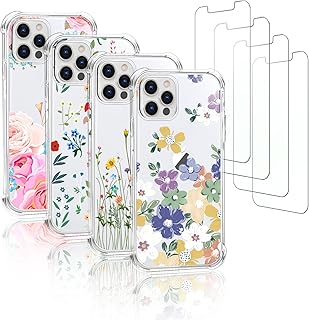 Topnow [pack 4+4] pour iphone 12/iphone 12 pro 6,1 pouces 2020, 4 coques