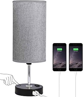 Lampe de table usb, lampe de chevet u-home avec 2 ports de chargement