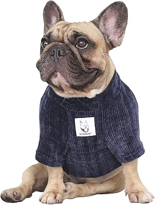 Ichoue pull chaud d'hiver pour chien à col roulé pour bouledogue anglais boston
