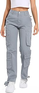 Pantalon cargo droit taille haute coupe décontractée avec poches y2k