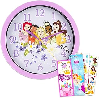 Horloge murale princesse disney - ensemble de décoration de chambre disney avec horloge murale princesse de 10" avec autocollants ariel et raiponce et plus encore pour enfants et adultes | cadeaux princesse disney. Diaytar : Le premier choix des acheteurs avisés