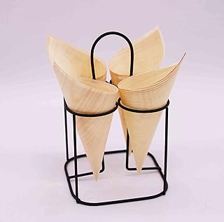 Cusin art ensemble de cônes en bois avec support en métal pour crème