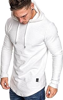 Sweat-shirt de sport à capuche en polaire de couleur unie pour homme, blanc