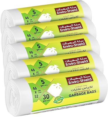 Sac poubelle biodégradable et antibactérien enviro shield de 5 gallons, 30 sacs x