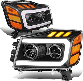 Dna motoring hl-hpl-narn04-bk-am barre de phare led 3d ambre clignotant compatible avec nissan