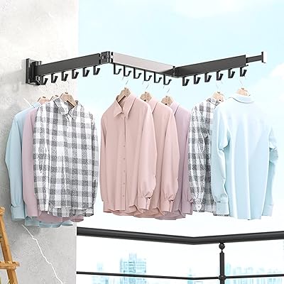 Étendoir à vêtements mural dalmaon, étendoir à vêtements pliable et rétractable peu encombrant