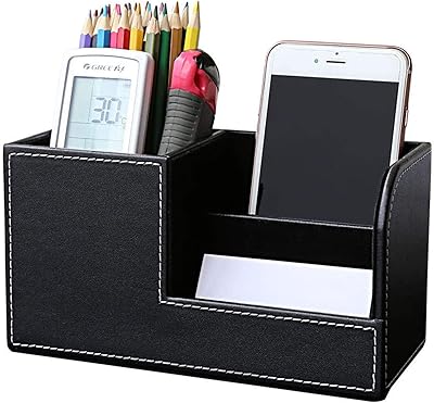 Porte-crayon et organisateur de bureau en cuir pu yubami (noir)