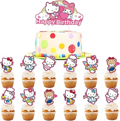 Décorations de gâteaux hello kitty 25 pièces d'anniversaire gâteau décoration dessin
